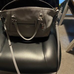 Coach Gray Satchel with Structured Silhouette and Top Handles